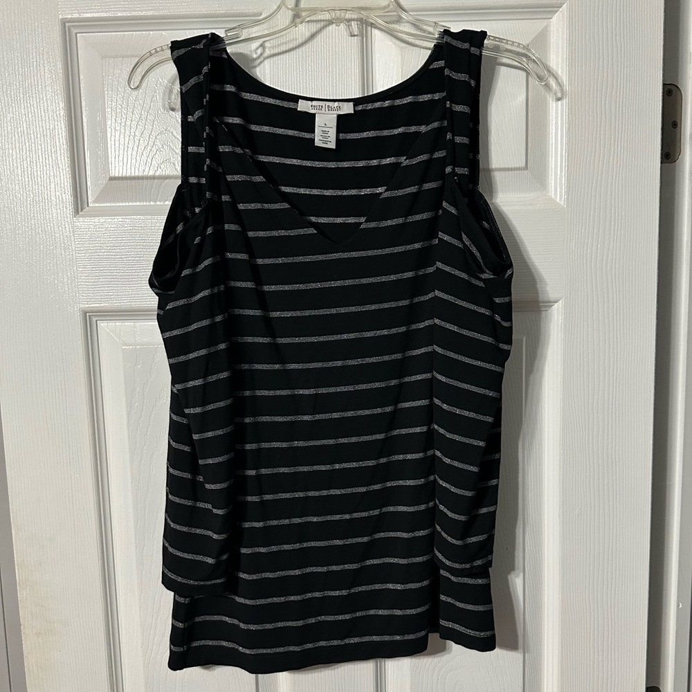 White House Black Market Twist Strap Cold Shoulder Top